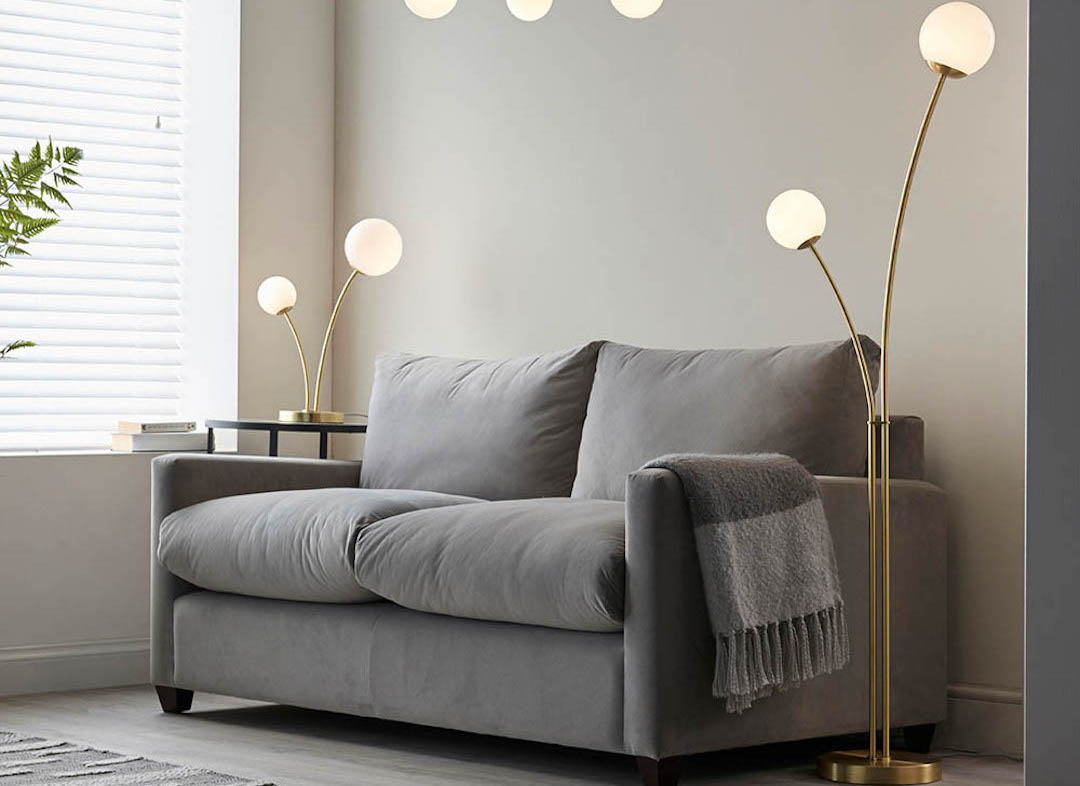 Prachtige geborsteld gouden vloerlamp